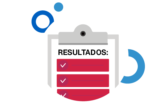 Imagen estilizada de un portapapeles con resultados de exámenes.